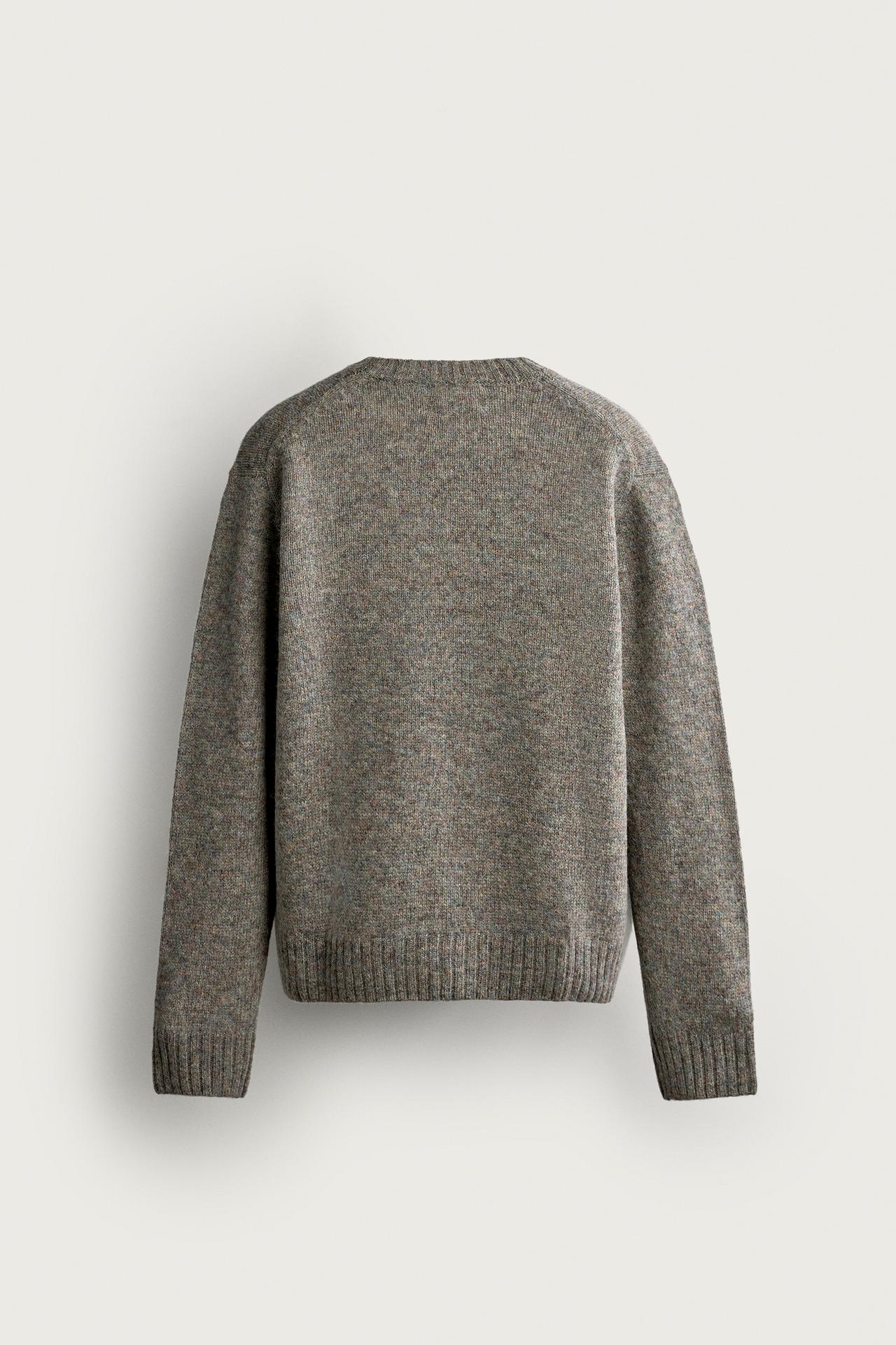 100% WOOL REGULAR FIT JUMPER — Taupe gray