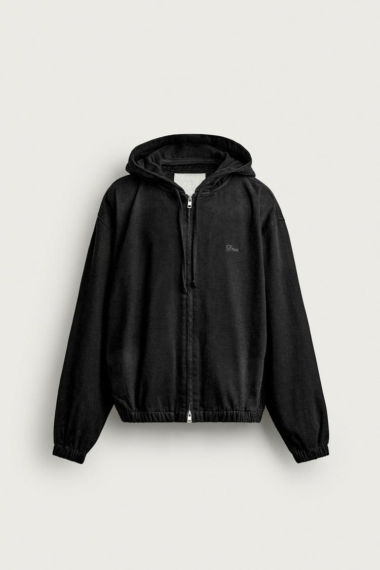 FLEECE DENIM HOODIE