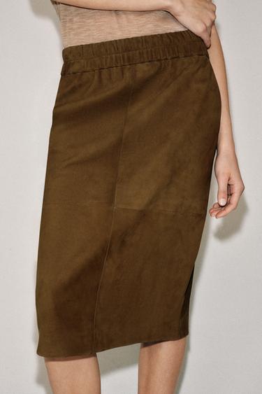 Zara ZW COLLECTION LIMITED EDITION SUEDE SKIRT - Toffee