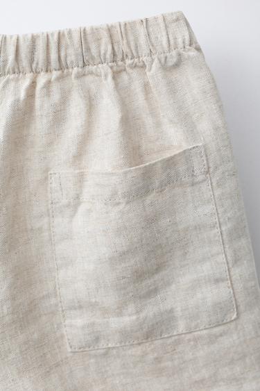 SHORT 100% LIN - Beige clair de Zara - Image 3