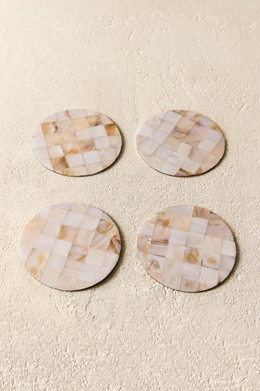 PACK OF MOTHER-OF-PEARL COASTERS (PACK OF 4) - Light beige by Zara