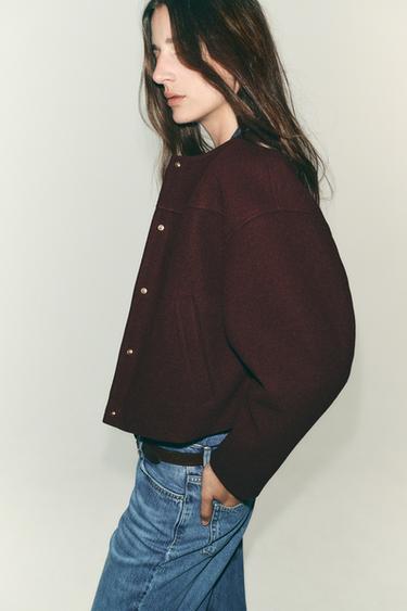 SOFT JACKET WITH GOLD BUTTONS - Burgundy by Zara - Image 6