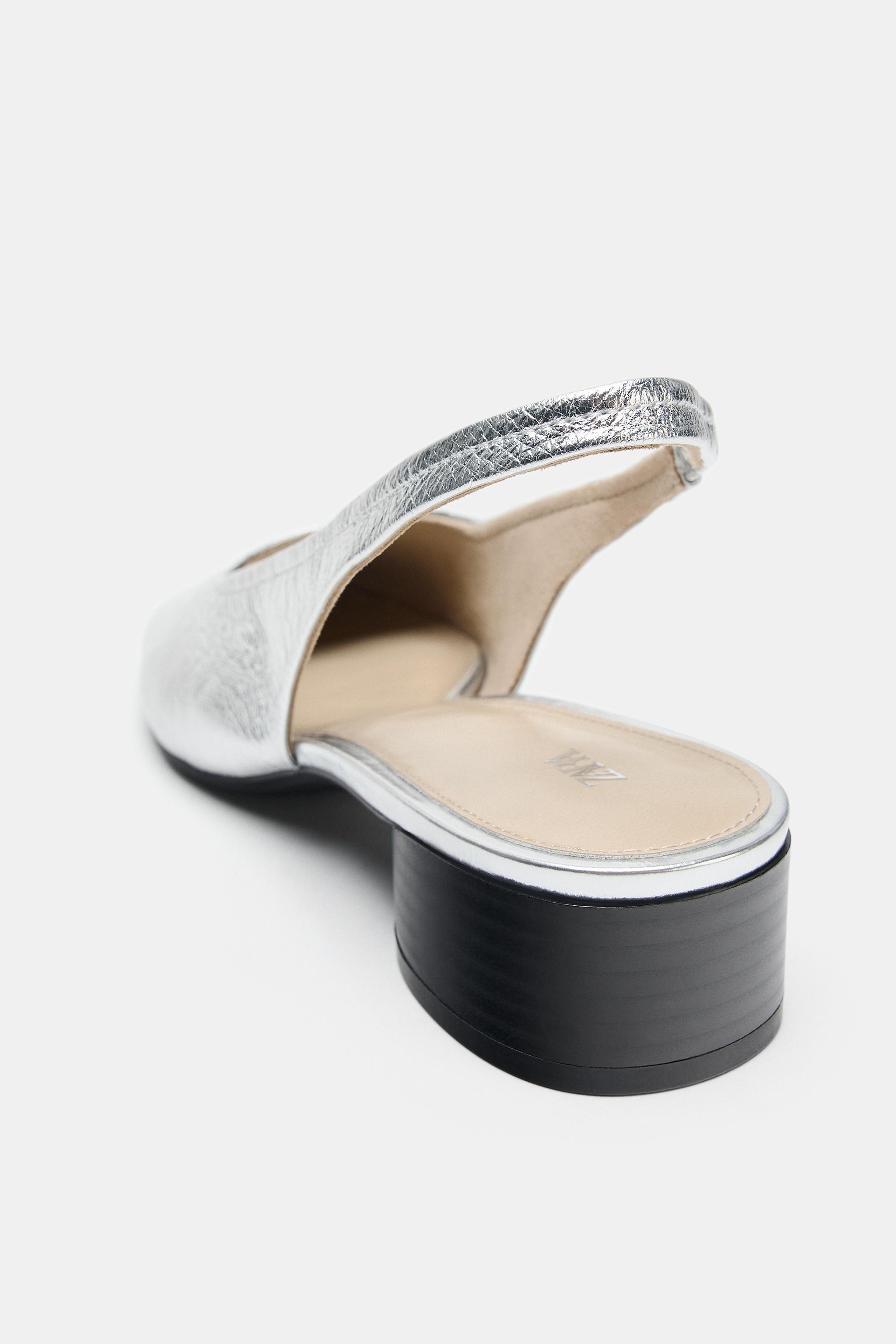 Обувь Zara METALLIC LEATHER SLINGBACKS — фото 6