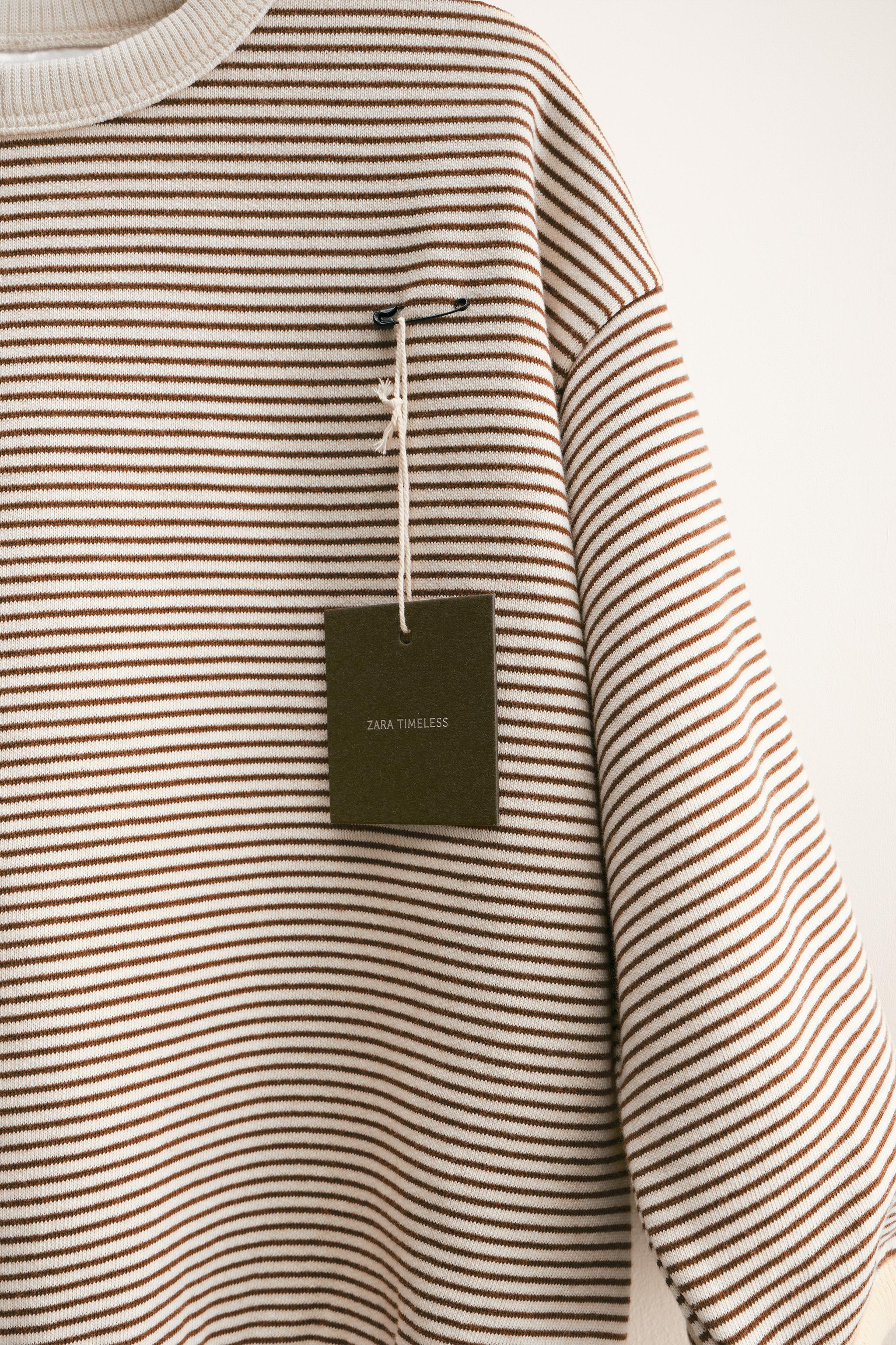 ★ZARA★ WASHED STRIPE SWEATSHIRT WASHED EFFECT TEXT PLUSH SWEATSHIRT - Anthracite grey | ZARA