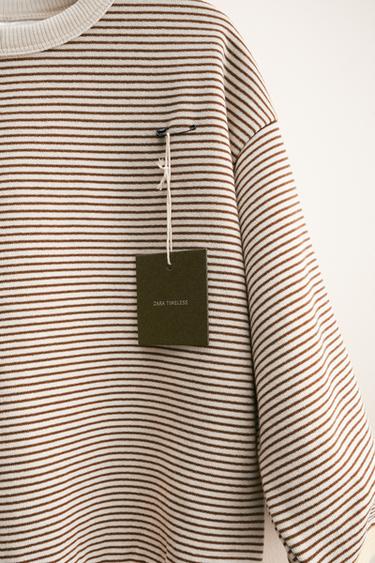 ZARA TIMELESS - SUDADERA RAYAS FINAS - Crudo / Marrón de Zara