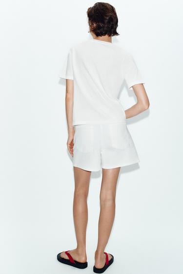 T-SHIRT POCHE BRODÉE - Blanc de Zara - Image 4