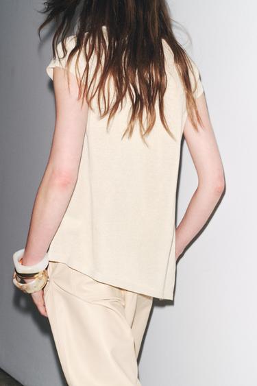 ASYMMETRIC HEM KNIT TOP - Ecru by Zara - Image 2