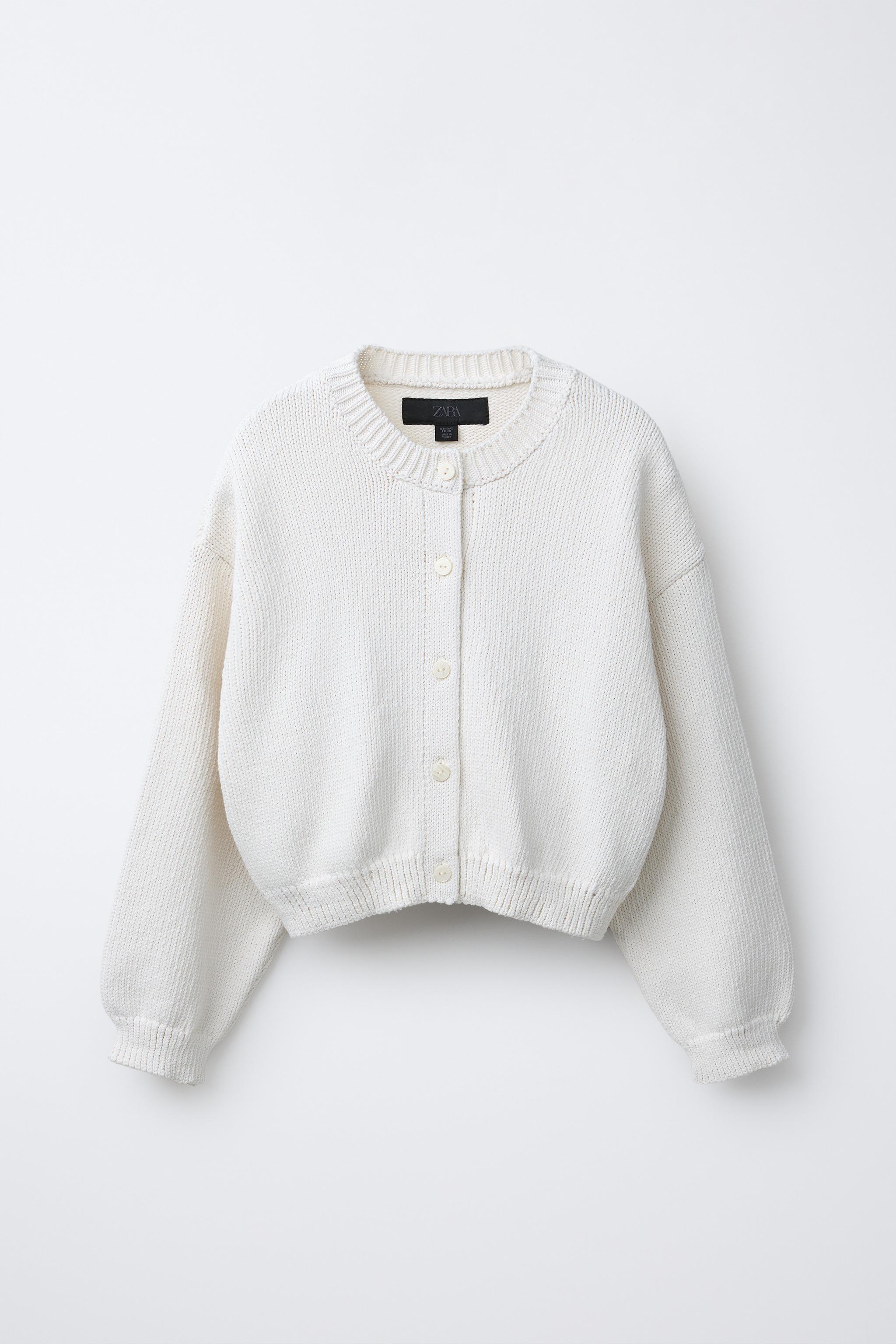 PUFFY KNIT CARDIGAN - Ecru | ZARA Canada