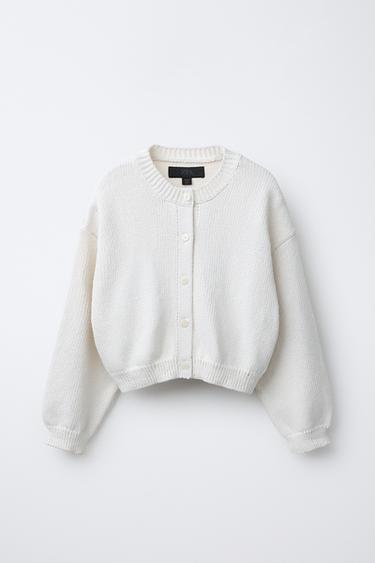 PUFF SLEEVE CARDIGAN - Ecru by Zara