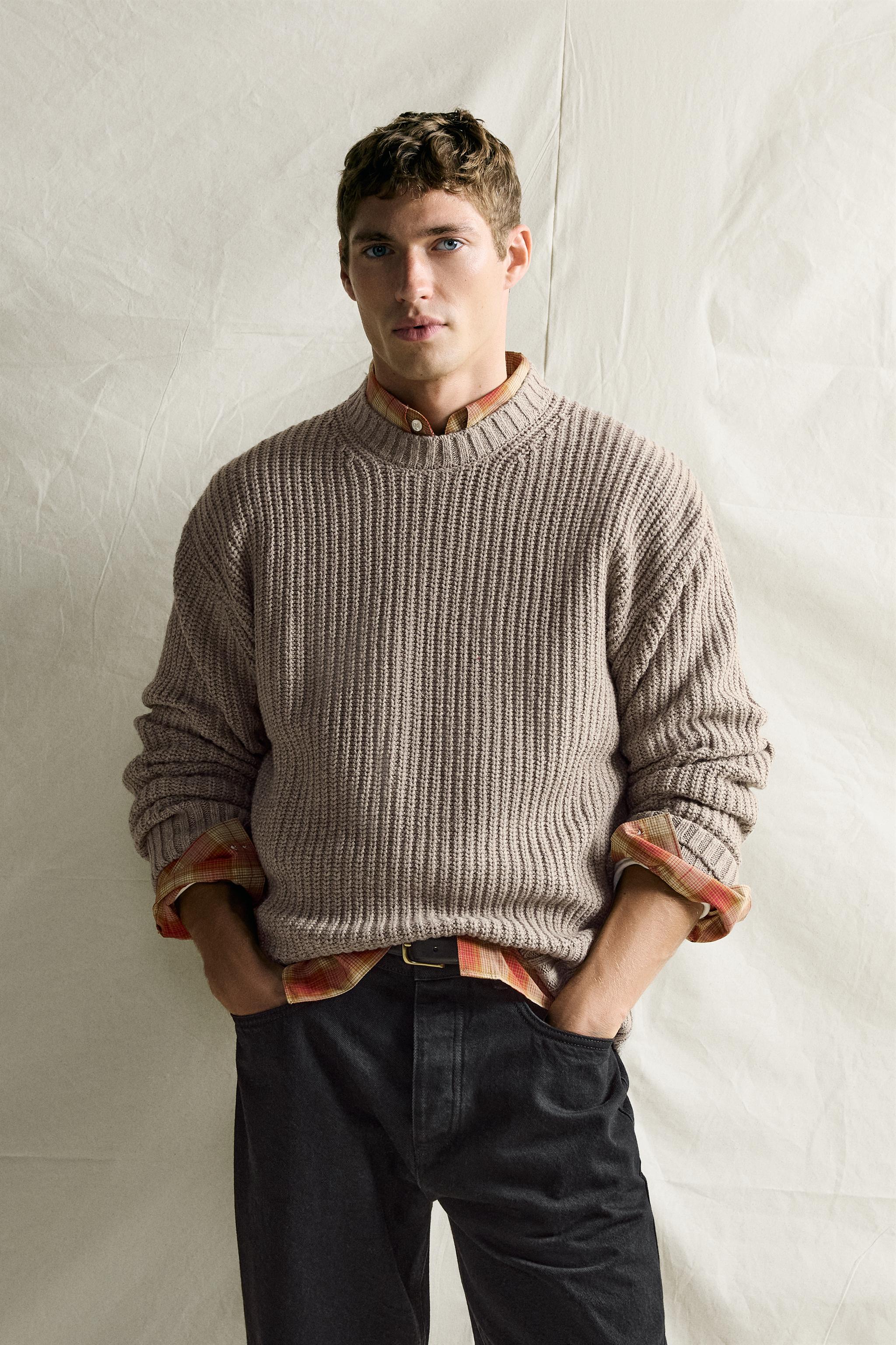 COTTON-WOOL ENGLISH RIB SWEATER