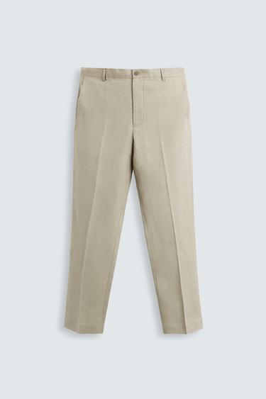 CALÇA 100% LINHO - Bege-escuro da Zara
