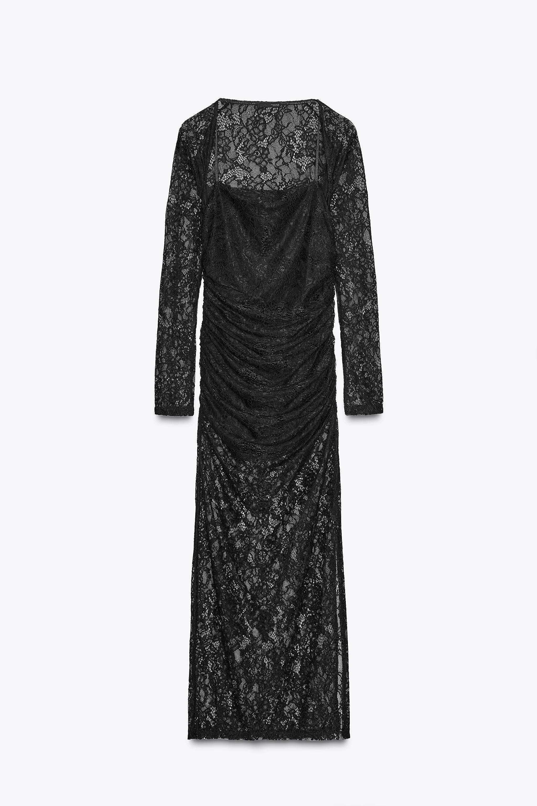 LACE MIDI DRESS WITH ARM CUFFS
