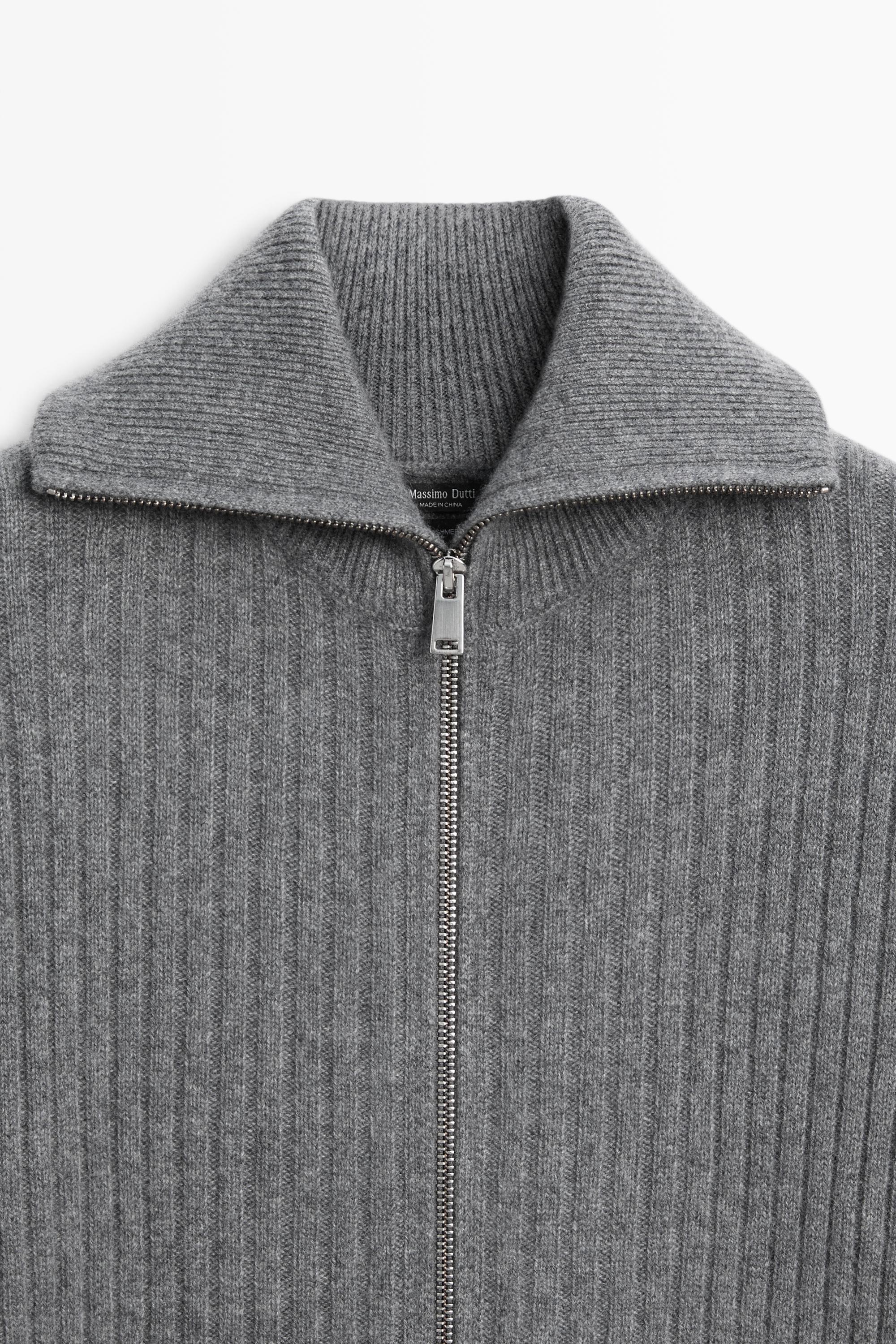 Cardigan en maille côtelée 100 % cachemire