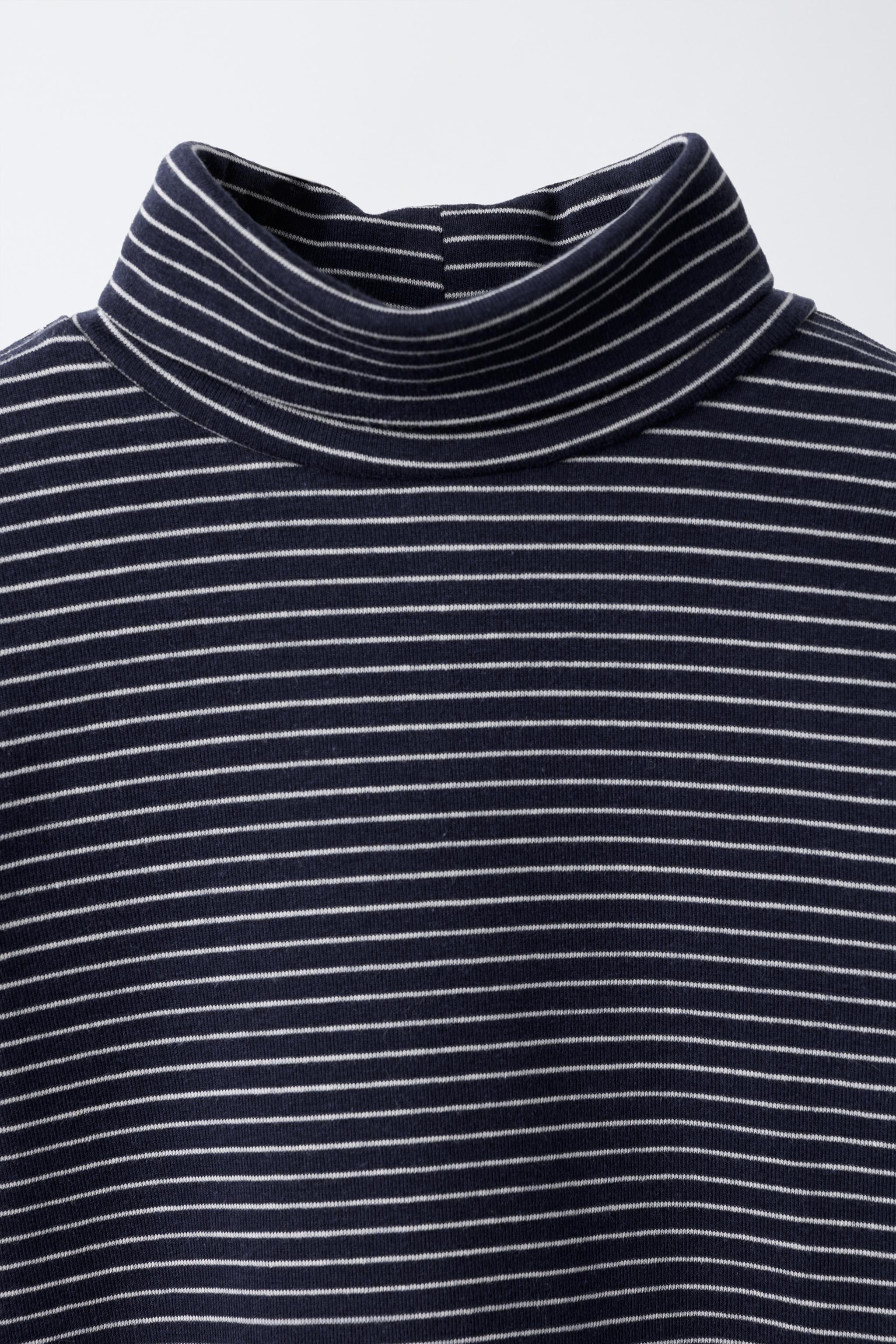 STRIPED COTTON AND MODAL TURTLENECK T-SHIRT