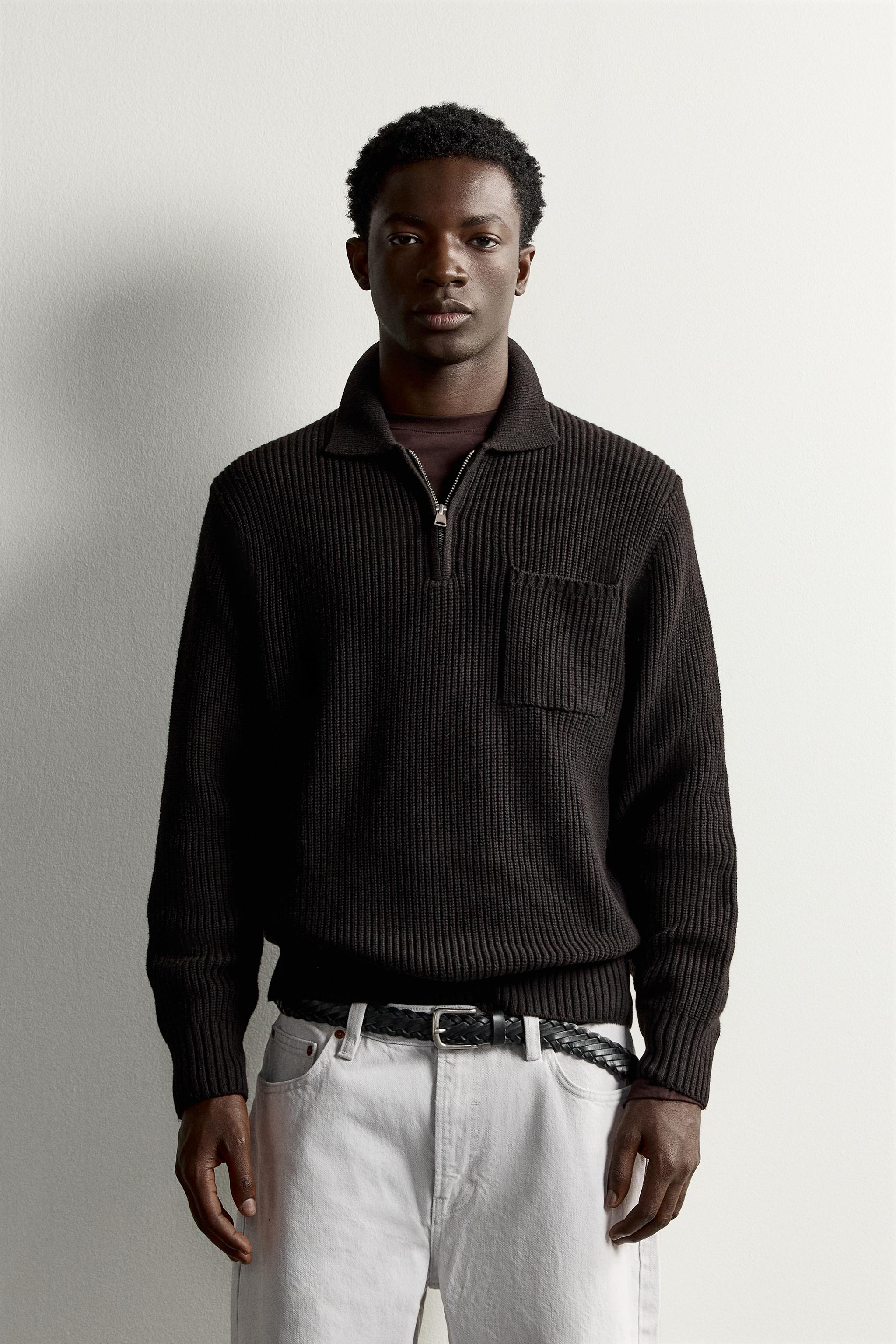 COTTON-WOOL PURL KNIT POLO - Brown | ZARA United States