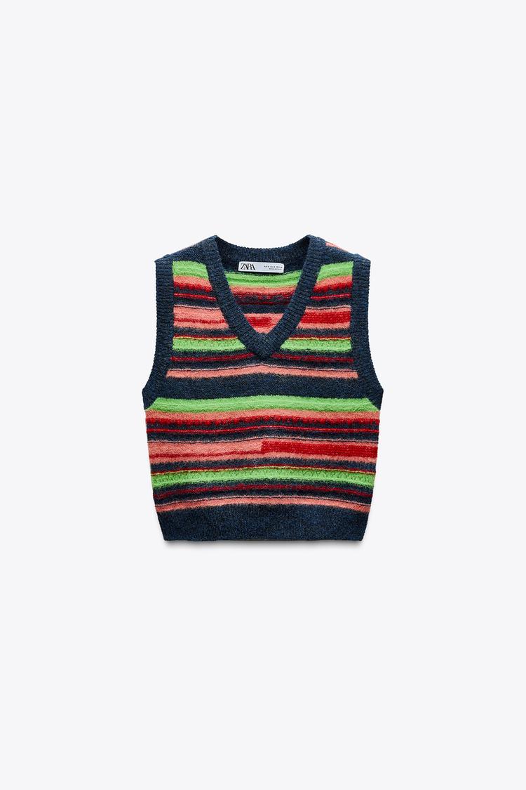 ストライプ柄ニットベスト - マルチカラ― | ZARA Japan / 日本 