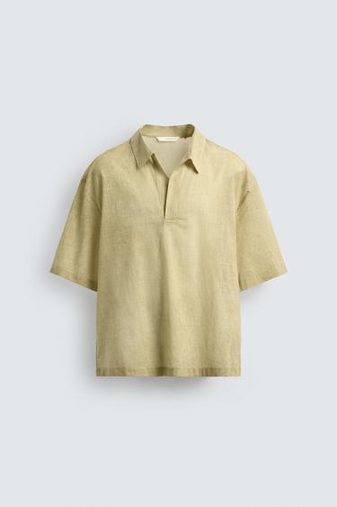 SEMI-SHEER BOXY FIT POLO SHIRT - Butter by Zara