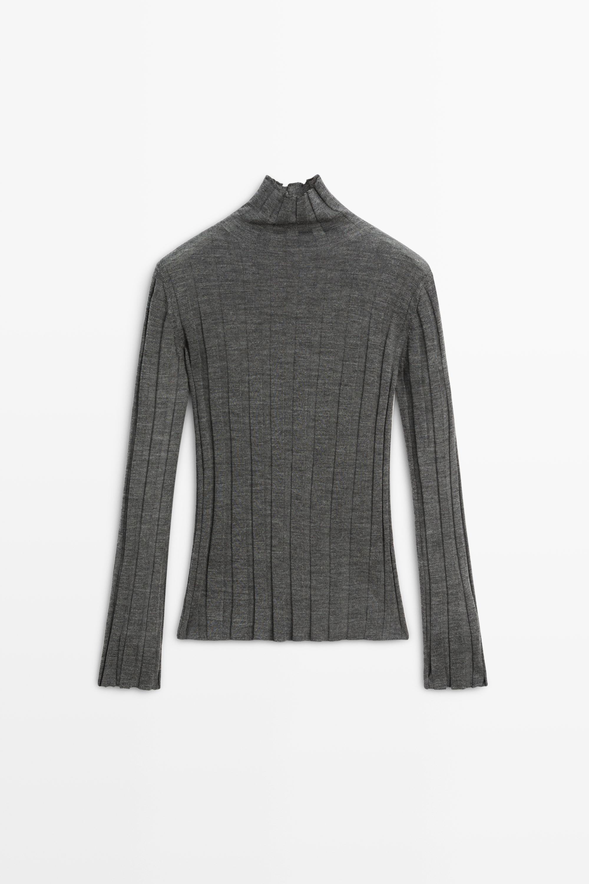 Ribbed mock turtleneck knit sweater