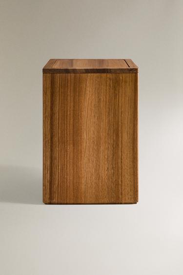 BOTE DE BASURA BAÑO MADERA CUADRADA GRANDE - Beige claro de Zara - Imagen 0