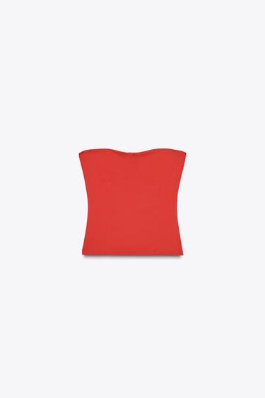 TOP BANDEAU POLIAMIDA - Rojo de Zara