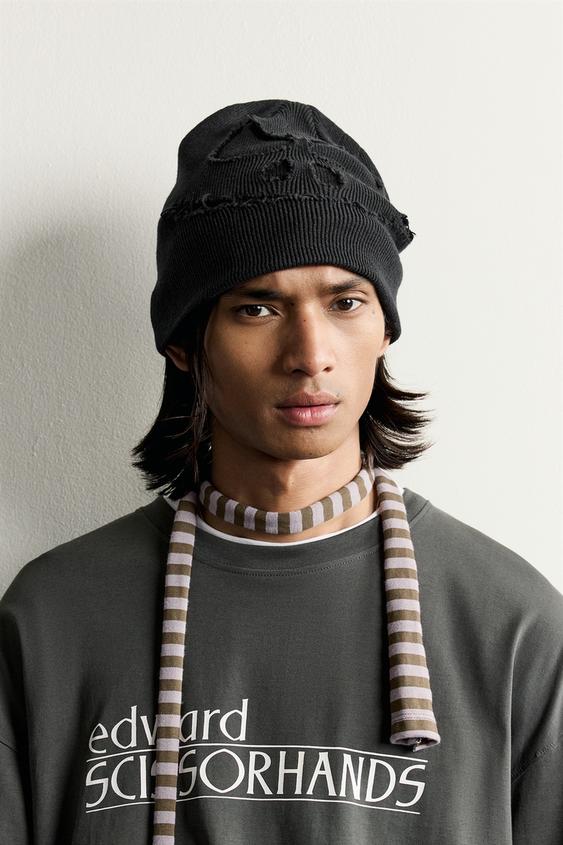 STRICKMÜTZE JACQUARD GESICHT - Schwarz von Zara - Bild 0