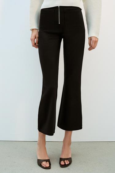 PANTALON FLARE À FERMETURE ÉCLAIR - Noir de Zara - Image 2