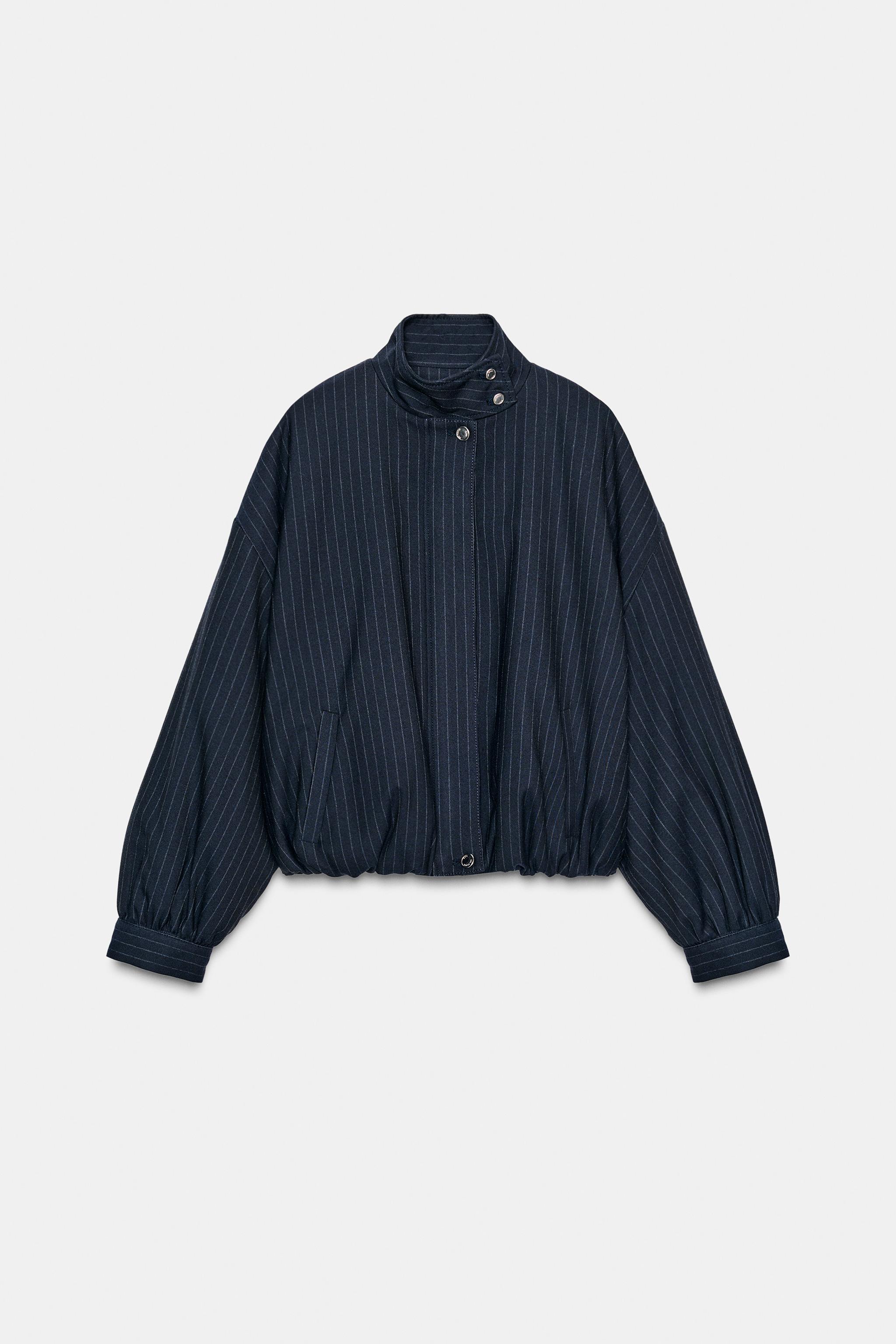 【タグ付 新品】 ZARA YARE ストライプ　ボンバージャケット ストライプ ボンバージャケット - ネイビーブルー/ホワイト | ZARA