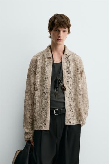 CROCHET TEXTURED OVERSHIRT - Sand by Zara