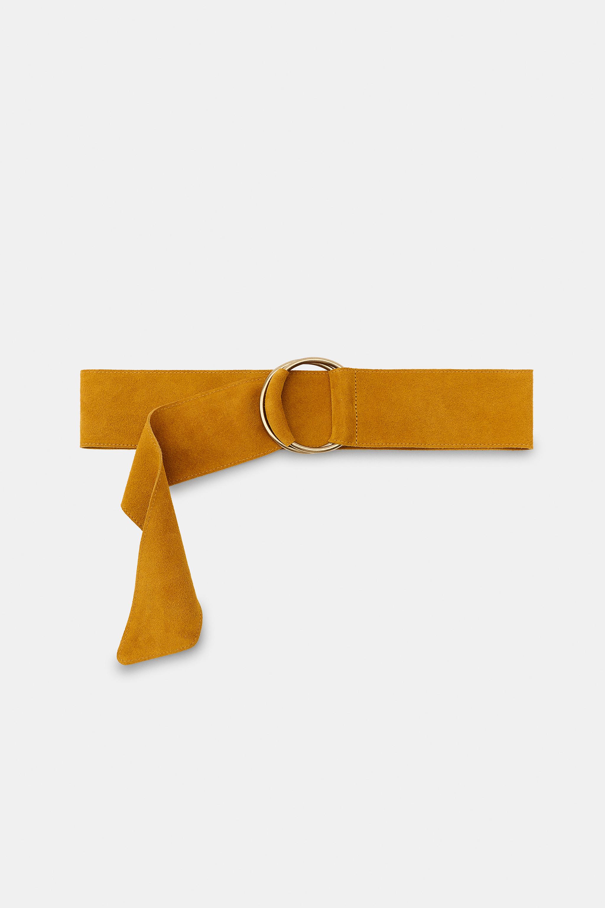 100% SUEDE LEATHER BELT WITH CIRCULAR BUCKLE