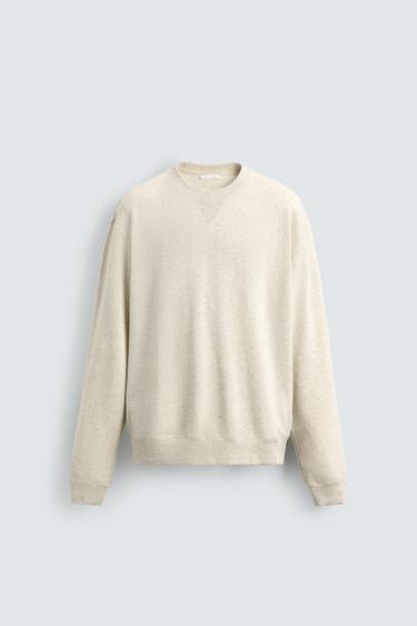 Zara SOFT CREWNECK SWEATSHIRT - Beige marl