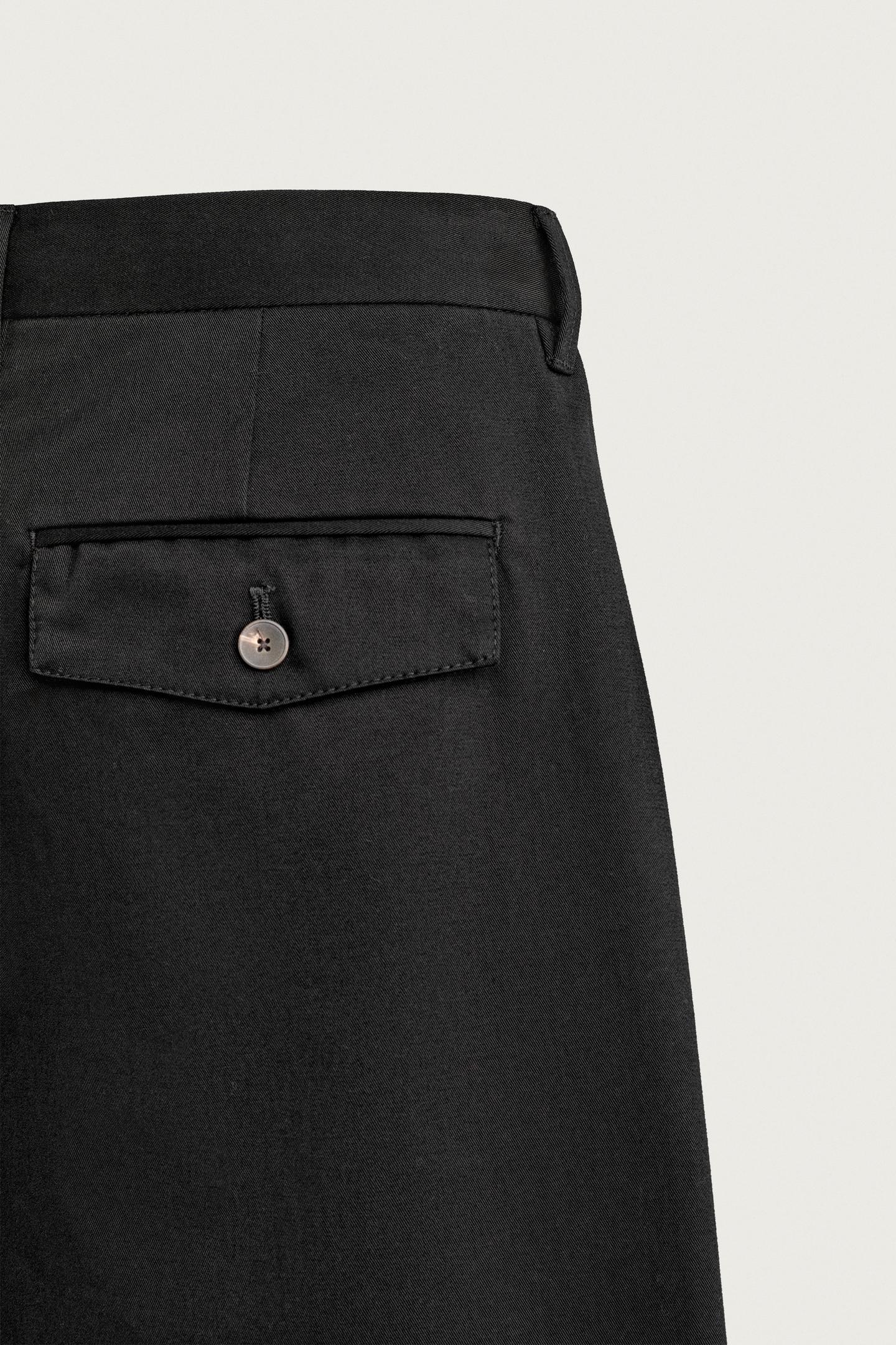 Мужские брюки Zara Pleated Regular-Fit Chino, цвет: Чёрный — фото 10