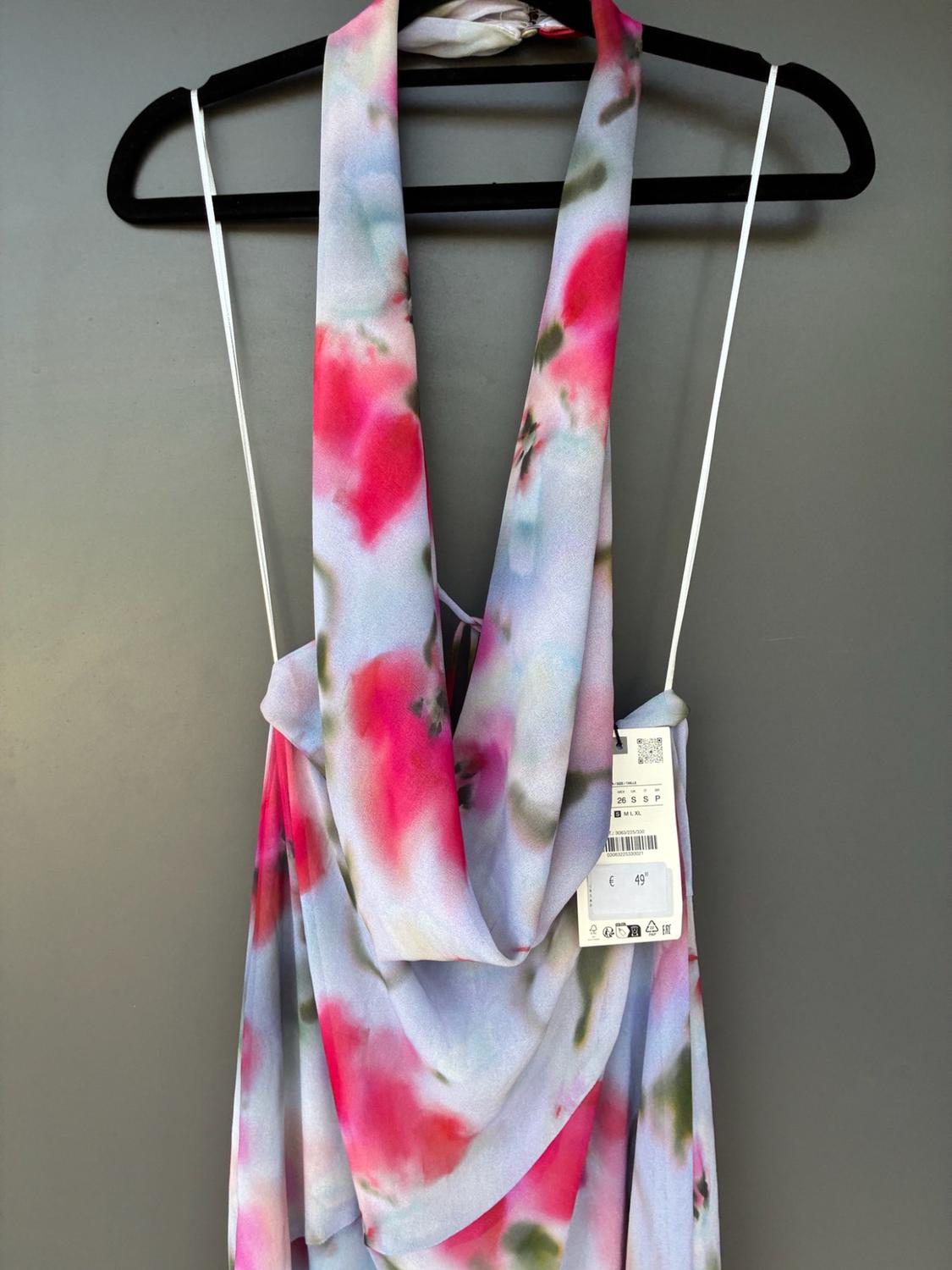 PRINTED HALTER MIDI DRESS - Image 2
