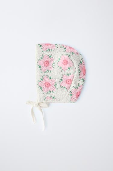 FLORAL CROCHET BONNET - Ecru by Zara - Image 3