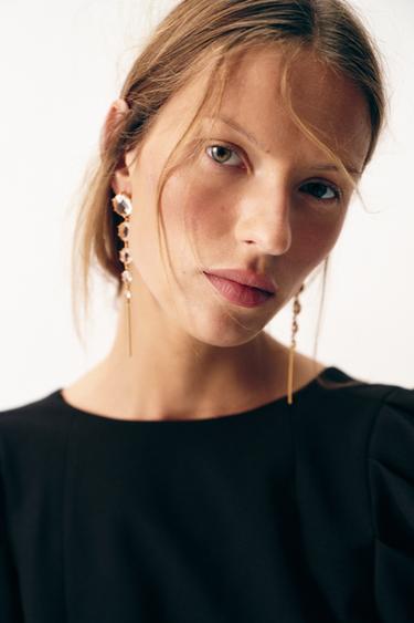 PENDIENTES LARGOS JOYAS - Dorado de Zara - Imagen 0