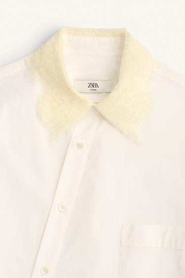 LIMITED EDITION POPLIN SHIRT WITH LACE COLLAR - White by Zara - Image 7