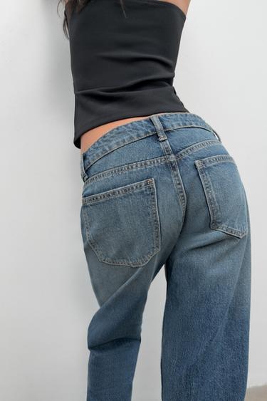 TRF LOW-RISE WIDE-LEG CROPPED JEANS - Blue by Zara - Image 3