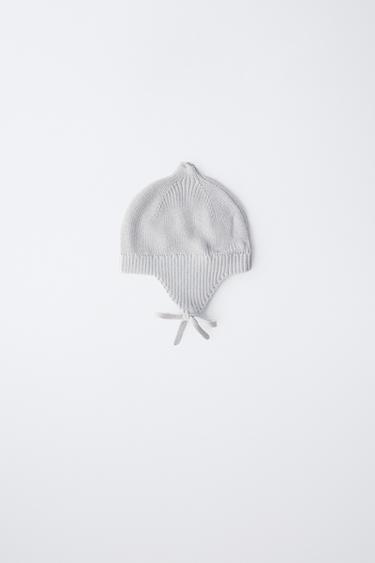 PURL KNIT BONNET - Blue / Grey by Zara