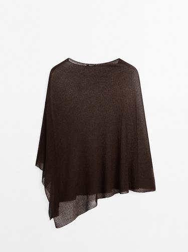 Zara Asymmetric knit cape - Brown - Image 0