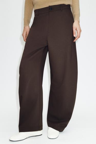 PANTALÓN BALLOON - Marrón oscuro de Zara