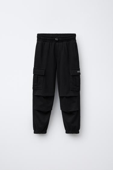 Zara PLUSH PARACHUTE CARGO PANTS - Black