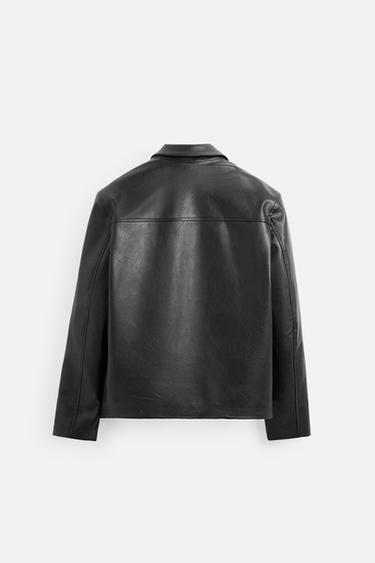FAUX LEATHER JACKET WITH POCKETS - Dark navy by Zara - Image 7