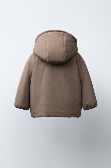 MANTEAU MATELASSÉ DÉPERLANT À LACETS - Marron / Taupe de Zara - Image 3