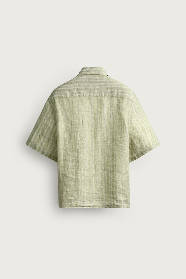 Camisa a rayas jacquard 100% lino 7