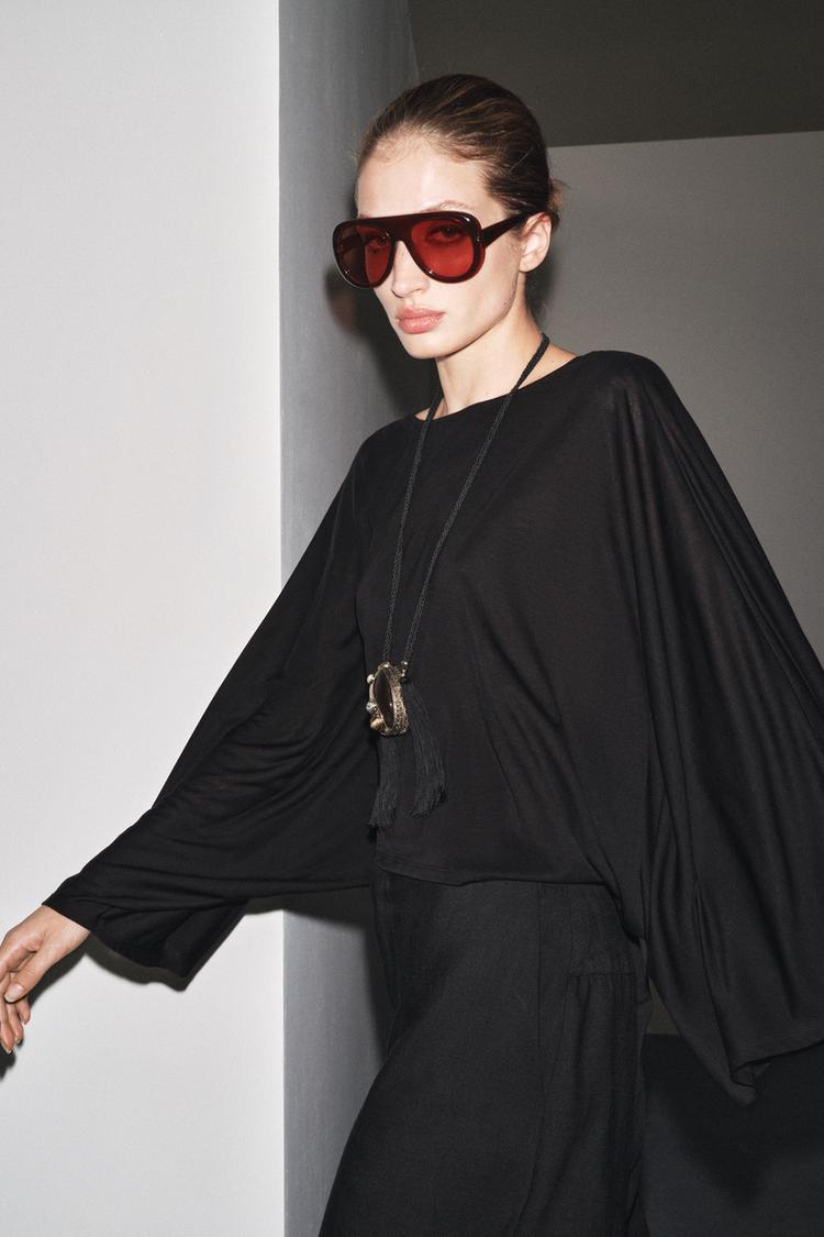 ASYMMETRIC FLOWY CAPE Black ZARA Canada