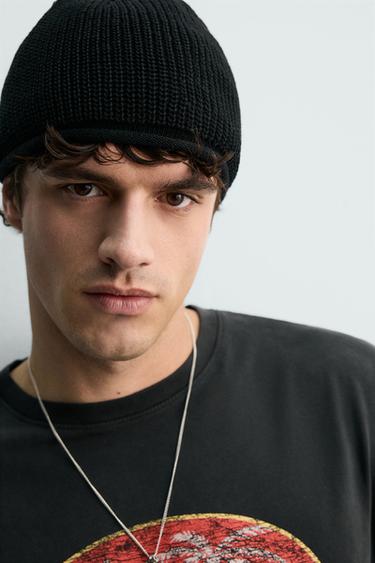 100% LINEN KNIT BEANIE - Navy blue by Zara - Image 1