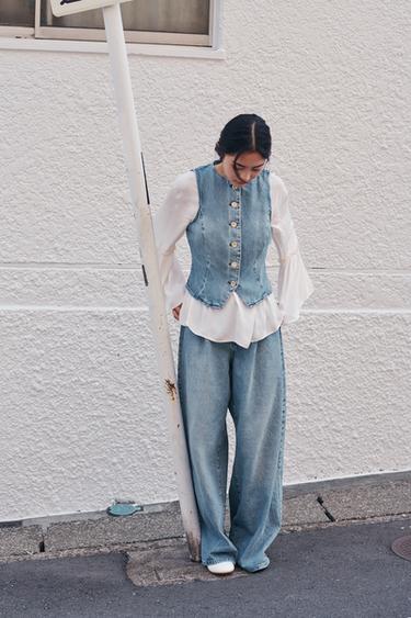 Z1975 WIDE-LEG HIGH-RISE JEANS WITH DARTS - Mid-blue by Zara