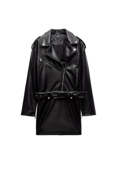 FAUX LEATHER DRESS WITH ZIPS
