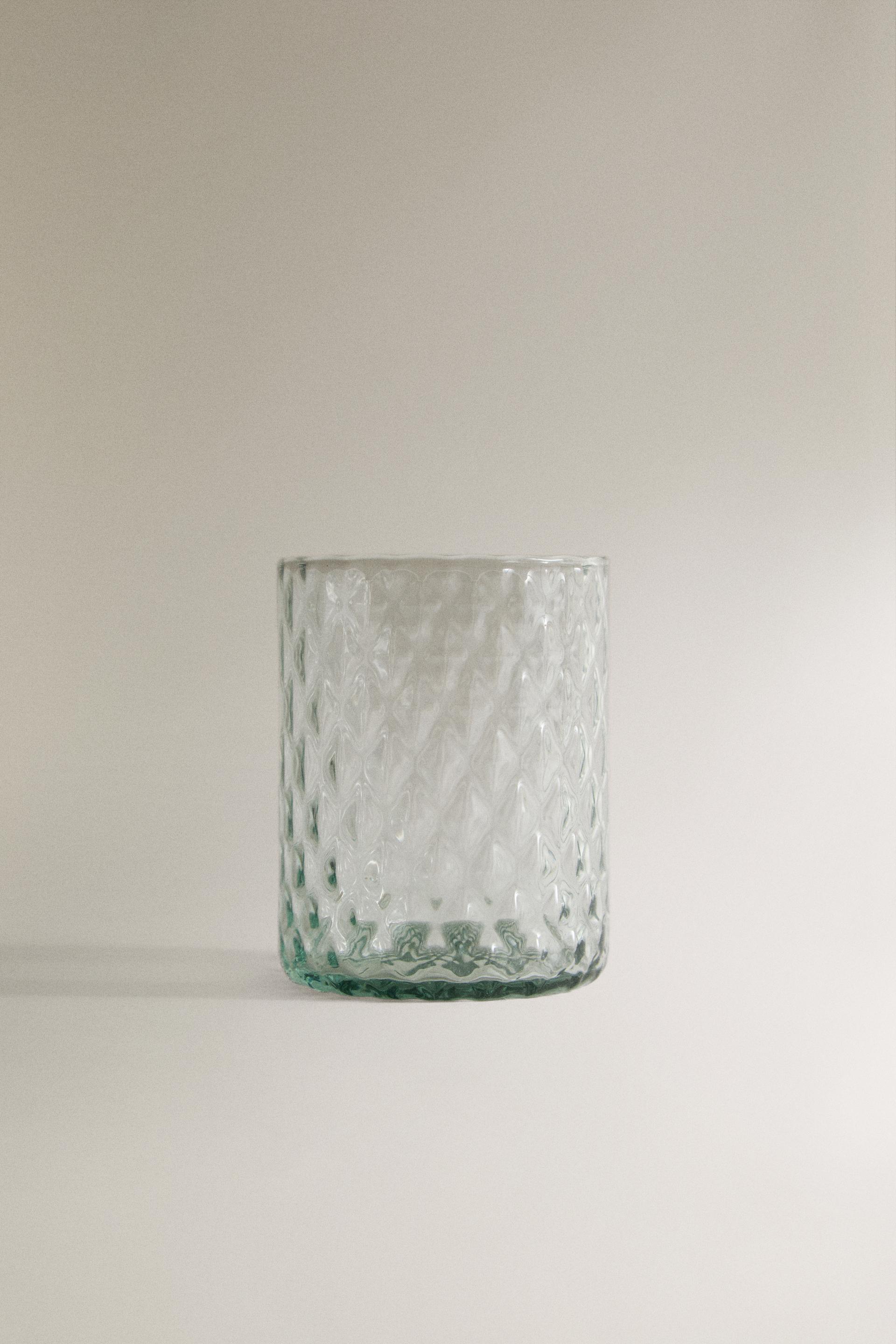 RAISED DESIGN GLASS TUMBLER Turquoise ZARA Mexico