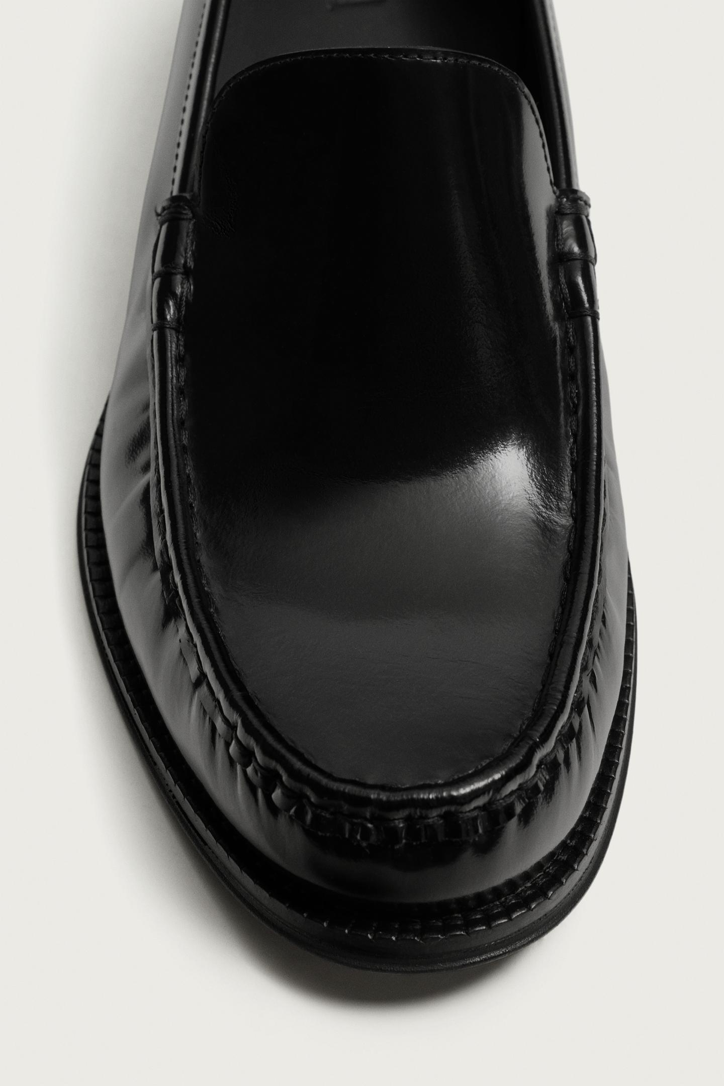 Мужские туфли Zara Leather Dress Loafers, цвет: Чёрный — фото 3