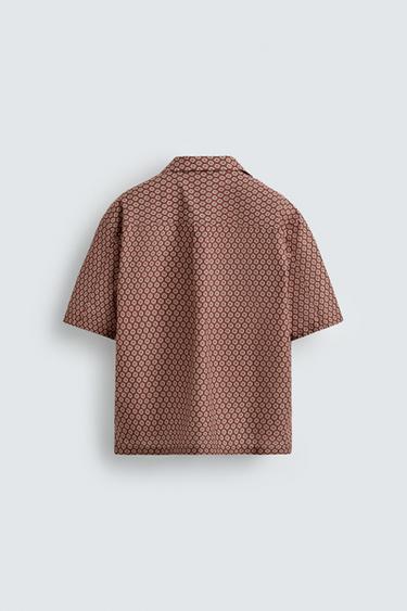 RELAXED FIT GEOMETRIC PRINT SHIRT - Brick by Zara - Image 7